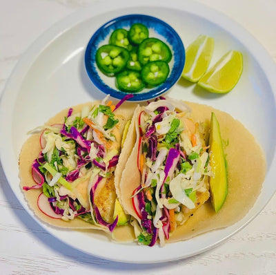 Fish Tacos with Smoked Jalapeno Chipotle Coconut Crema